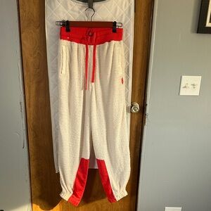 Free People White and Red Track Pants, never worn still have the tag for it